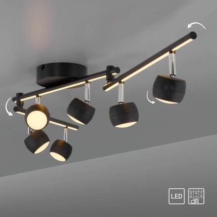 JUST LIGHT LED stropní svítidlo černé JARIK 6-ramenné, řízení vypínačem, nastavitelné 3000K