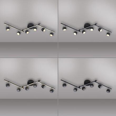 JUST LIGHT LED stropní svítidlo černé JARIK 6-ramenné, řízení vypínačem, nastavitelné 3000K