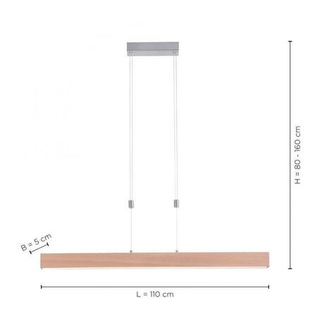 LEUCHTEN DIREKT is JUST LIGHT LED závěsné svítidlo, dřevodekor, nastavitelná výška, CCT, stmívatelné 2700-5000K