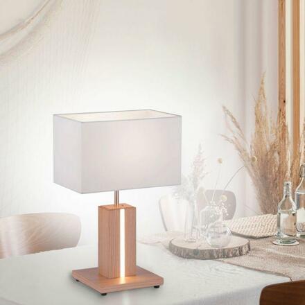 LEUCHTEN DIREKT is JUST LIGHT LED stolní lampa, dřevodekor, CCT, stmívatelná, s kolébkový spínačem 2700-5000K