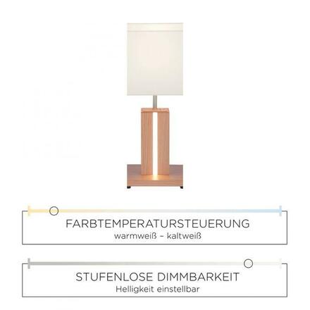 LEUCHTEN DIREKT is JUST LIGHT LED stolní lampa, dřevodekor, CCT, stmívatelná, s kolébkový spínačem 2700-5000K