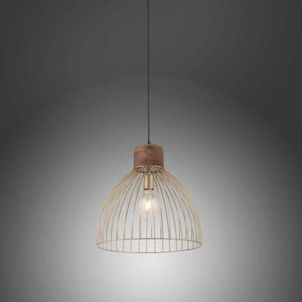 LEUCHTEN DIREKT is JUST LIGHT Závěsné svítidlo, mosaz, pr. 40cm, mangovníkové dřevo, industriální design, 11489-60