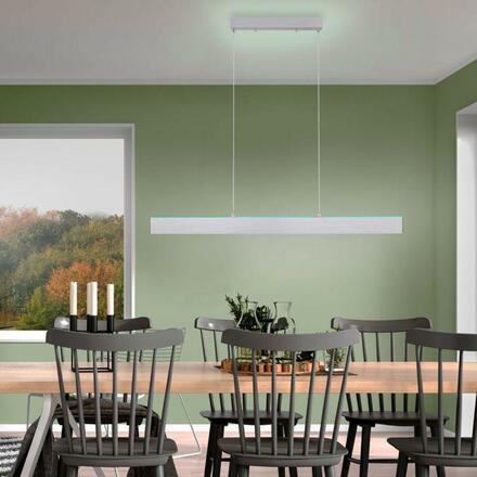 LEUCHTEN DIREKT is JUST LIGHT LED závěsné svítidlo, barva ocel, dálkový ovladač, Medion-App MEDION RGB+2700-5000K