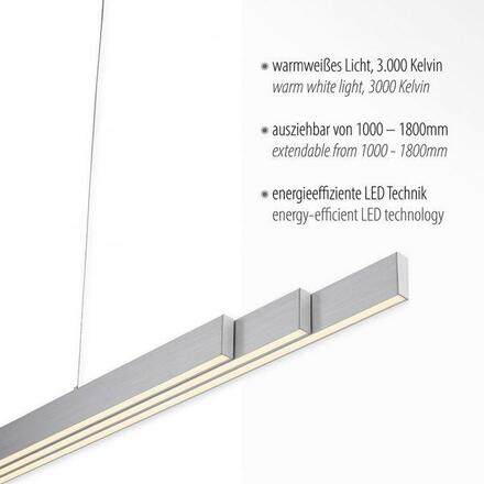 LEUCHTEN DIREKT is JUST LIGHT LED závěsné svítidlo, hliník, nastavitelné, Up Down 3000K