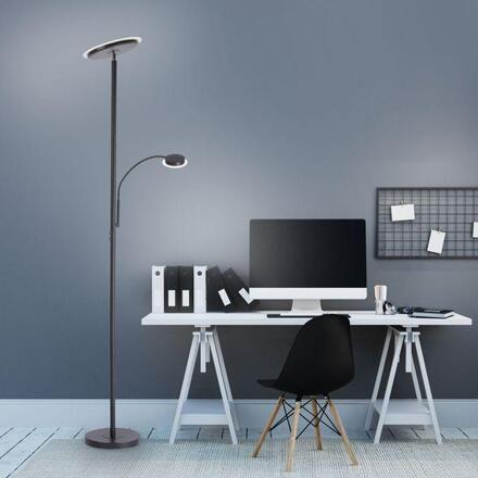 JUST LIGHT LED stojací svítidlo, černé, stmívatelné, dotykové ovládání, lampička na čtení, nepřímé osvětlení, nastavitelná hlava 3000K