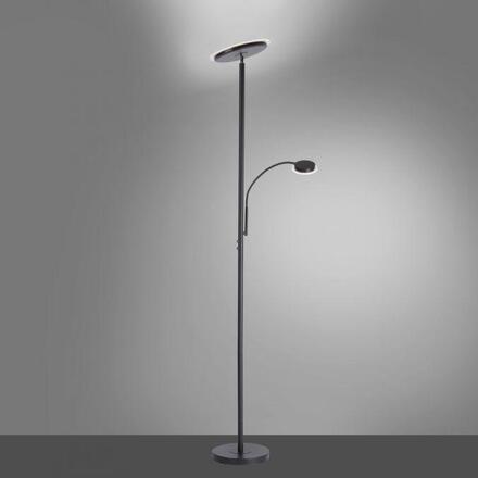JUST LIGHT LED stojací svítidlo, černé, stmívatelné, dotykové ovládání, lampička na čtení, nepřímé osvětlení, nastavitelná hlava 3000K