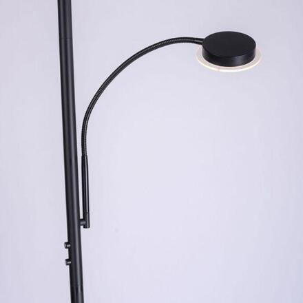 JUST LIGHT LED stojací svítidlo, černé, stmívatelné, dotykové ovládání, lampička na čtení, nepřímé osvětlení, nastavitelná hlava 3000K