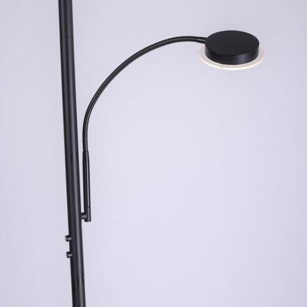 JUST LIGHT LED stojací svítidlo, černé, stmívatelné, dotykové ovládání, lampička na čtení, nepřímé osvětlení, nastavitelná hlava 3000K
