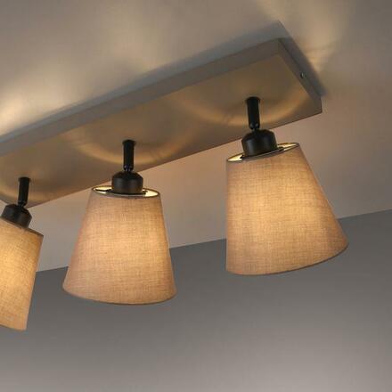 LEUCHTEN DIREKT is JUST LIGHT stropní svítidlo 3 ramenné, hranaté, taube, otočné, látkové stínidlo