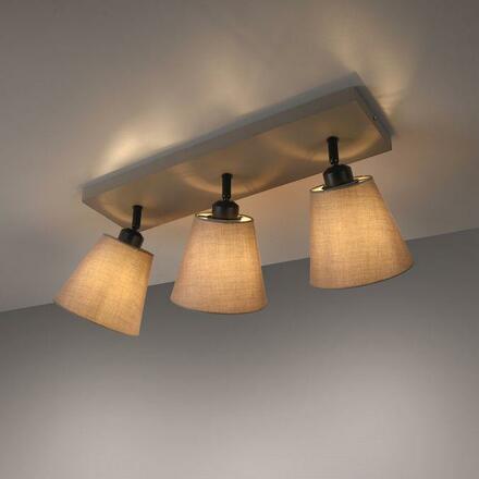 LEUCHTEN DIREKT is JUST LIGHT stropní svítidlo 3 ramenné, hranaté, taube, otočné, látkové stínidlo
