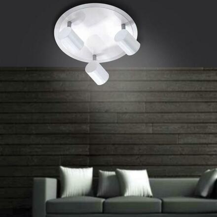 LEUCHTEN DIREKT is JUST LIGHT LED stropní svítidlo kruhové v bílé se třemi nastavitelnými hlavami a teple bílou barvou světla 2700K