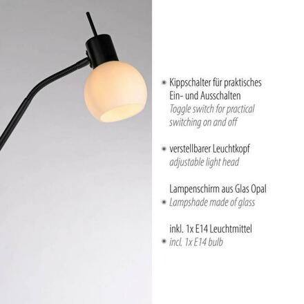 JUST LIGHT LED stojací svítidlo černé, vypínač, flexibilní nastavitelné, do obývacího pokoje 3000K