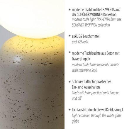 JUST LIGHT Kolekce Schöner Wohnen stolní lampa TRAVENTA, písková barva, vzhled travertinu, nastavitelná hlava, G9 volitelná žárovka