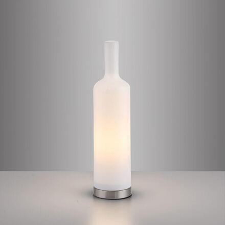 JUST LIGHT Stolní lampa BOTTLE, bílá, opálové sklo, tvar láhve, šňůrový vypínač