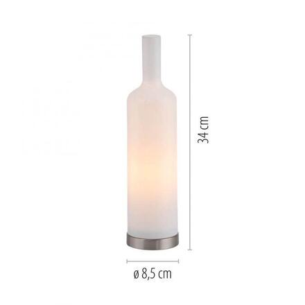 JUST LIGHT Stolní lampa BOTTLE, bílá, opálové sklo, tvar láhve, šňůrový vypínač