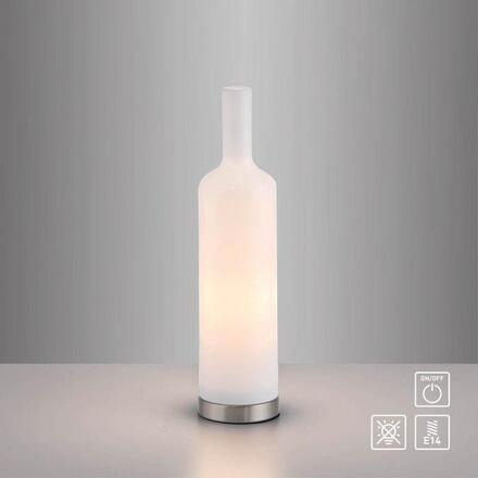 JUST LIGHT Stolní lampa BOTTLE, bílá, opálové sklo, tvar láhve, šňůrový vypínač