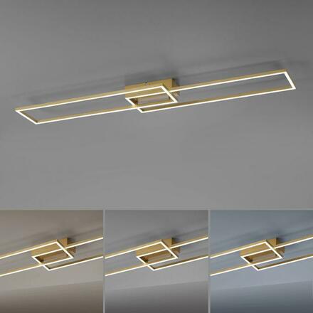 LEUCHTEN DIREKT LED stropní svítidlo, 110x25cm, dálkový ovladač, stmívatelné, matná mosaz, 2700-5000K