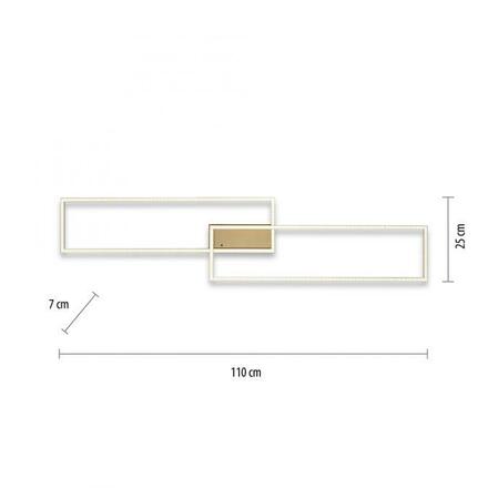 LEUCHTEN DIREKT LED stropní svítidlo, 110x25cm, dálkový ovladač, stmívatelné, matná mosaz, 2700-5000K