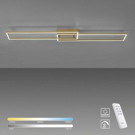 LEUCHTEN DIREKT LED stropní svítidlo, 110x25cm, dálkový ovladač, stmívatelné, matná mosaz, 2700-5000K