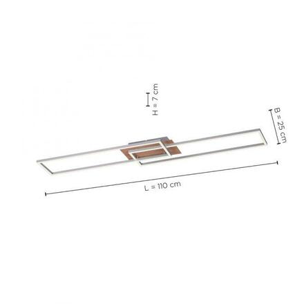 LEUCHTEN DIREKT is JUST LIGHT LED stropní svítidlo, 110x25cm, dálkový ovladač, stmívatelné, dřevodekor, CCT, 2700-5000K