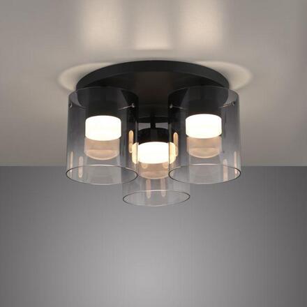 JUST LIGHT LED stropní svítidlo černé kouřové sklo do ložnice, krokově stmívatelné 3000K