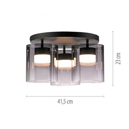 JUST LIGHT LED stropní svítidlo černé kouřové sklo do ložnice, krokově stmívatelné 3000K