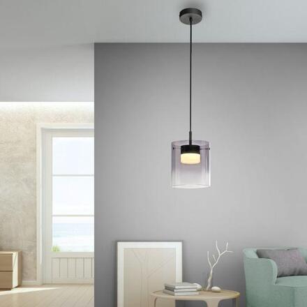 JUST LIGHT LED závěsné svítidlo černé 1-ramenné do jídelny, krokově stmívatelné 3000K