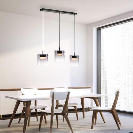 JUST LIGHT LED závěsné svítidlo černé 3-ramenné do jídelny, krokově stmívatelné 3000K