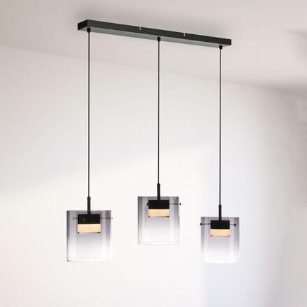 JUST LIGHT LED závěsné svítidlo černé 3-ramenné do jídelny, krokově stmívatelné 3000K