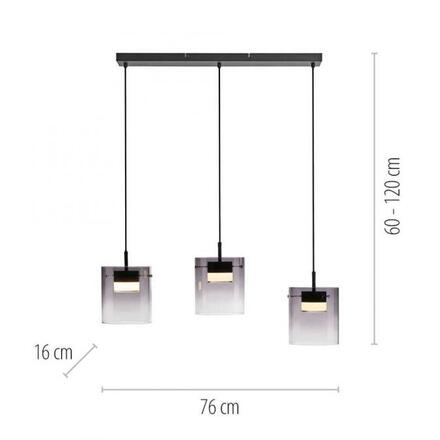 JUST LIGHT LED závěsné svítidlo černé 3-ramenné do jídelny, krokově stmívatelné 3000K