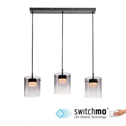 JUST LIGHT LED závěsné svítidlo černé 3-ramenné do jídelny, krokově stmívatelné 3000K