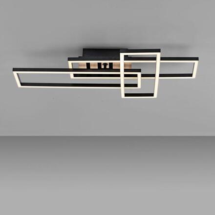 JUST LIGHT LED stropní svítidlo AKUSTIKA, dřevo, přírodní, moderní černá, otočné 3000K