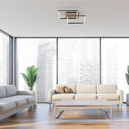 JUST LIGHT Stropní svítidlo AKUSTIKA, dřevo, přírodní, černé, moderní otočné 3000K