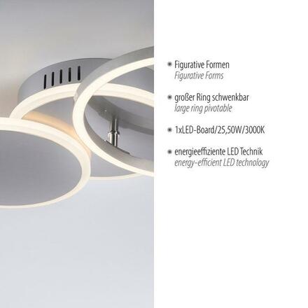 LEUCHTEN DIREKT is JUST LIGHT LED stropní svítidlo stříbrná kruhové jednoduché teplé bílé světlo 3000K LD 14116-55