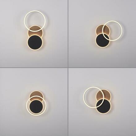 LEUCHTEN DIREKT is JUST LIGHT LED stropní svítidlo kruhové černá s dekorem dřeva nastavitelné moderní 3000K LD 14116-78