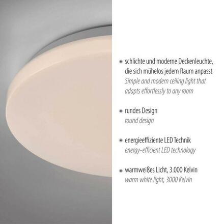 JUST LIGHT LED stropní svítidlo kruhové průměr 22cm bílé teplá bílá 3000K 3000K