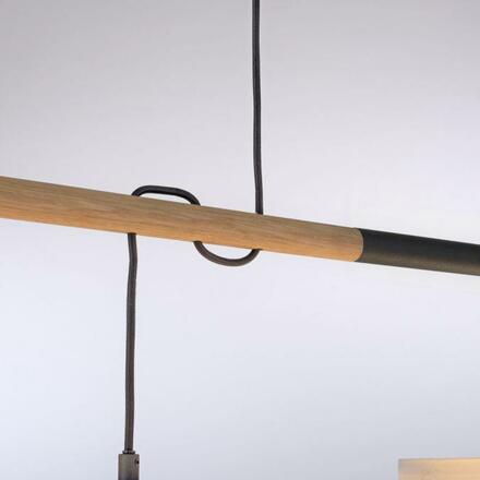 LEUCHTEN DIREKT is JUST LIGHT závěsné svítidlo černé s imitací dřeva 2 ramenné nadčasový design LD 14182-16