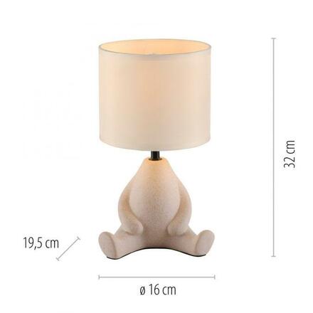 JUST LIGHT stolní lampa béžová sedící postava látkové stínidlo s šňůrový vypínač LD 14190-39