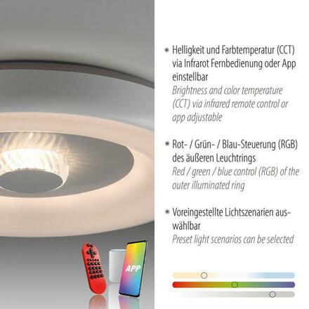 JUST LIGHT LED stropní svítidlo bílé s křišťálovým efektem, dálkové ovládání, Tuya, stmívatelné s aplikací RGB/2700-5000K
