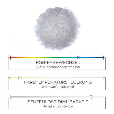 LEUCHTEN DIREKT is JUST LIGHT LED stropní svítidlo, Naomi, látkové stínidlo, bílé, pr.75cm MEDION RGB+2700-5000K 14281-16