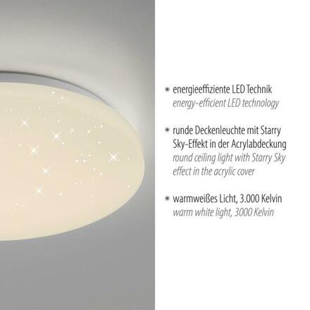 JUST LIGHT LED stropní svítidlo bílé hvězdné nebe kruhové průměr 26cm do ložnice 4000K