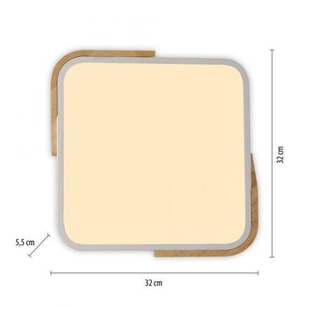 JUST LIGHT LED stropní svítidlo hranaté bílé dřevodekor nadčasový design 3000K LD 14289-16