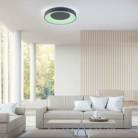 LEUCHTEN DIREKT is JUST LIGHT LED stropní svítidlo, antracit, stmívatelné, App, dálkový ovladač MEDION RGB+2700-5000K