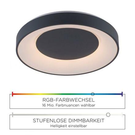 LEUCHTEN DIREKT is JUST LIGHT LED stropní svítidlo, antracit, stmívatelné, App, dálkový ovladač MEDION RGB+2700-5000K