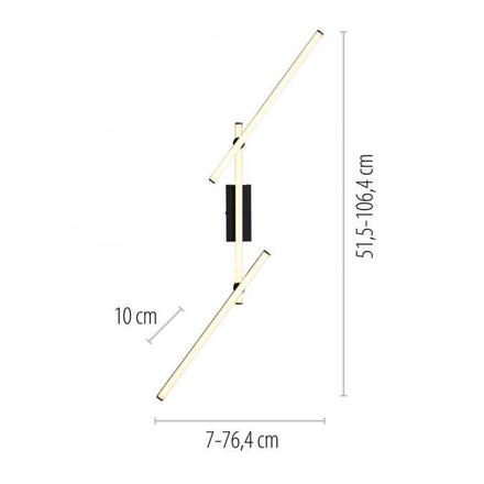 JUST LIGHT Kolekce Schöner Wohnen LED stropní svítidlo STRAIGHT, černá, nastavitelná ramena 3000K