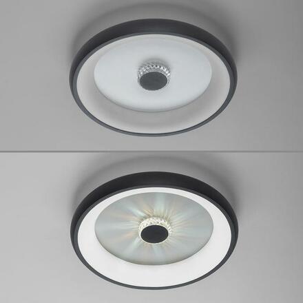 LEUCHTEN DIREKT is JUST LIGHT LED stropní svítidlo černá 50x50 kruhové křišťálový efekt stmívatelné CCT 2700-5000K LD 14384-18