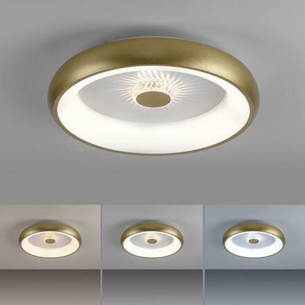 LEUCHTEN DIREKT is JUST LIGHT LED stropní svítidlo matná mosaz 50x50 kruhové křišťálový efekt stmívatelné CCT 2700-5000K LD 14384-60