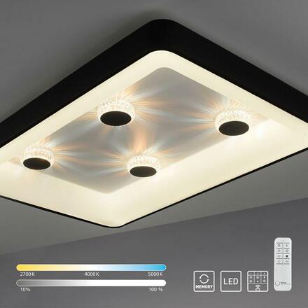 LEUCHTEN DIREKT is JUST LIGHT LED stropní svítidlo černá hranaté křišťálový efekt stmívatelné CCT 2700-5000K LD 14385-18