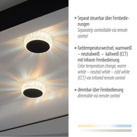 LEUCHTEN DIREKT is JUST LIGHT LED stropní svítidlo černá hranaté křišťálový efekt stmívatelné CCT 2700-5000K LD 14385-18
