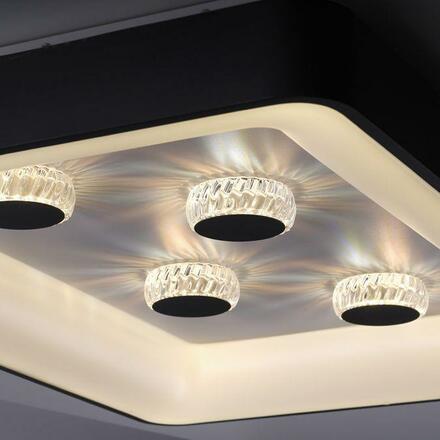 LEUCHTEN DIREKT is JUST LIGHT LED stropní svítidlo černá hranaté křišťálový efekt stmívatelné CCT 2700-5000K LD 14385-18